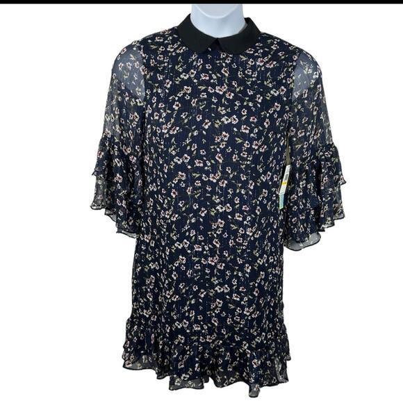 CeCe Luxe Floral Bohemian Ruffle Dress Midnight Bloom NWT Size M - Picture 2 of 14